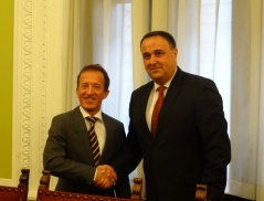 24 June 2015 The Chairman of the Action Group for Political System Reform Zoran Babic and the Head of the OSCE Mission to Serbia Peter Burkhard 